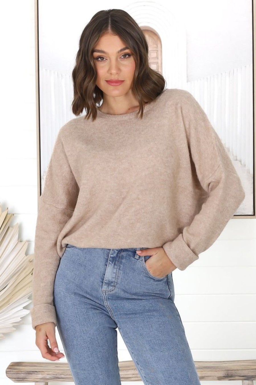 Jackets/Knitwear Salty Crush | Joanne Knit Top - Sand