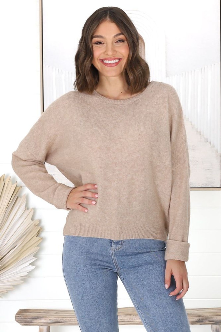 Jackets/Knitwear Salty Crush | Joanne Knit Top - Sand