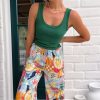 Bottoms jaase | Jaase - Cici Pants: Mid Rise Relaxed Wide Leg Pant In Santa Maria Print