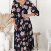 Dresses Salty Crush | Valina Maxi Dress - Cross Over V Neckline Tiered Dress In Vika Print Navy