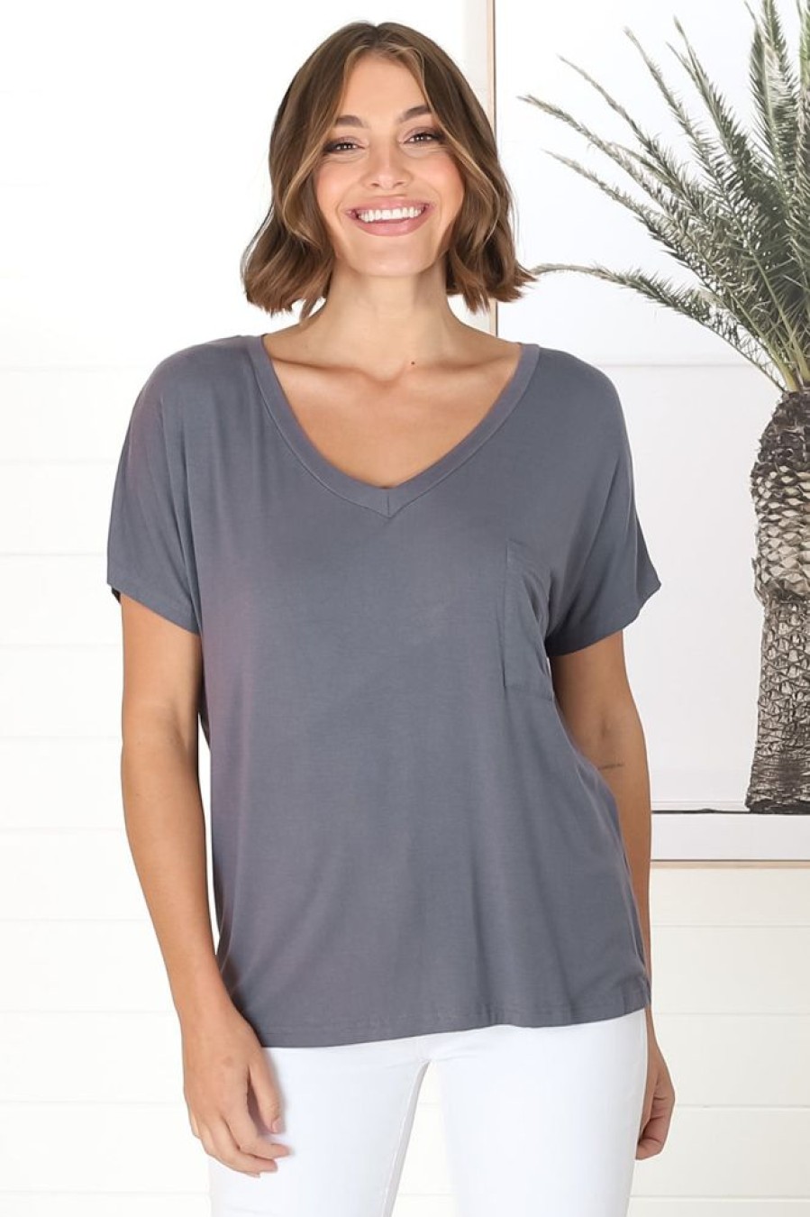 Tops Salty Crush | Rose T-Shirt - Grey