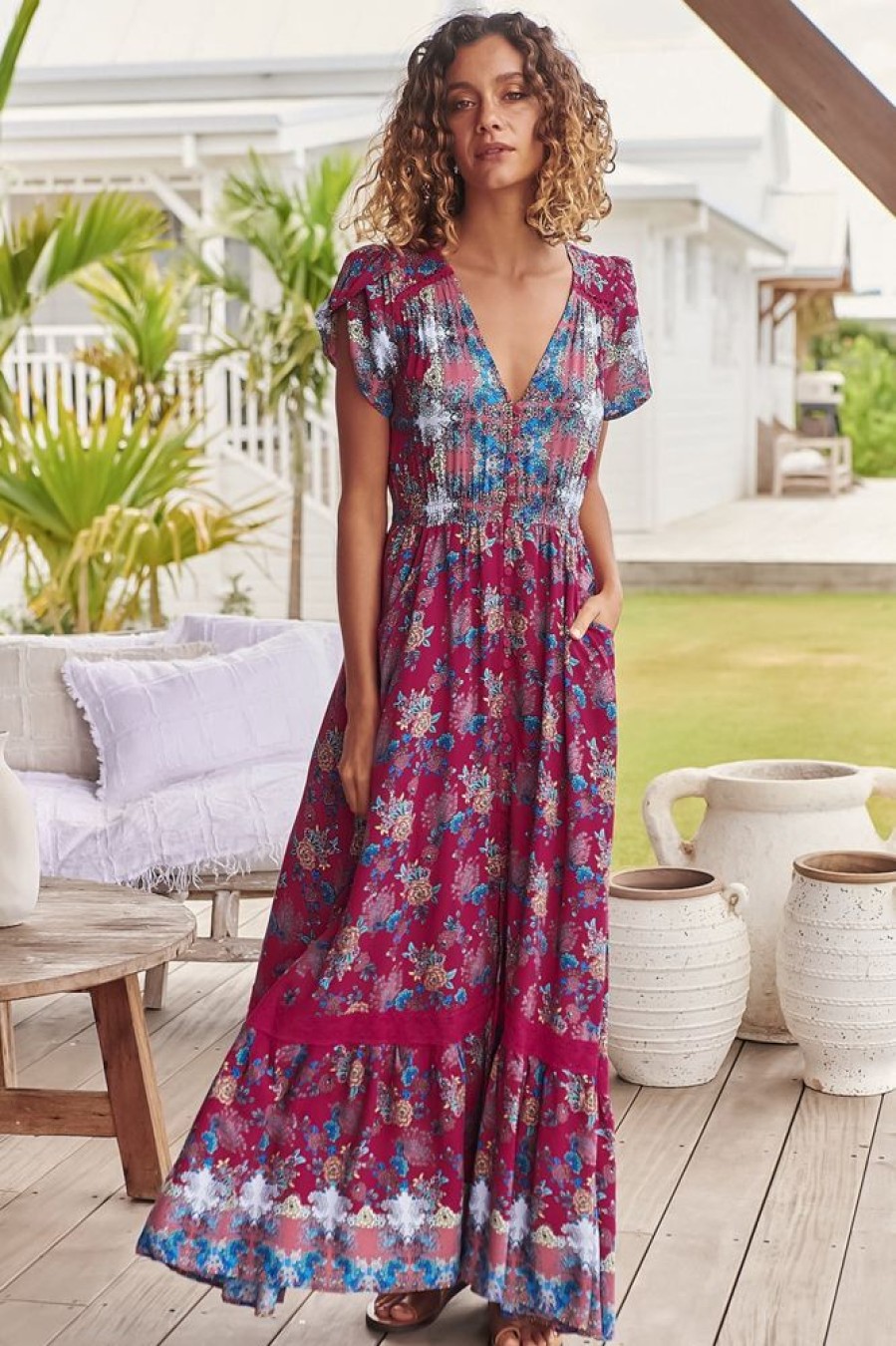 Jaase JAASE | Carmen - Strawberry Kiss Maxi Dress