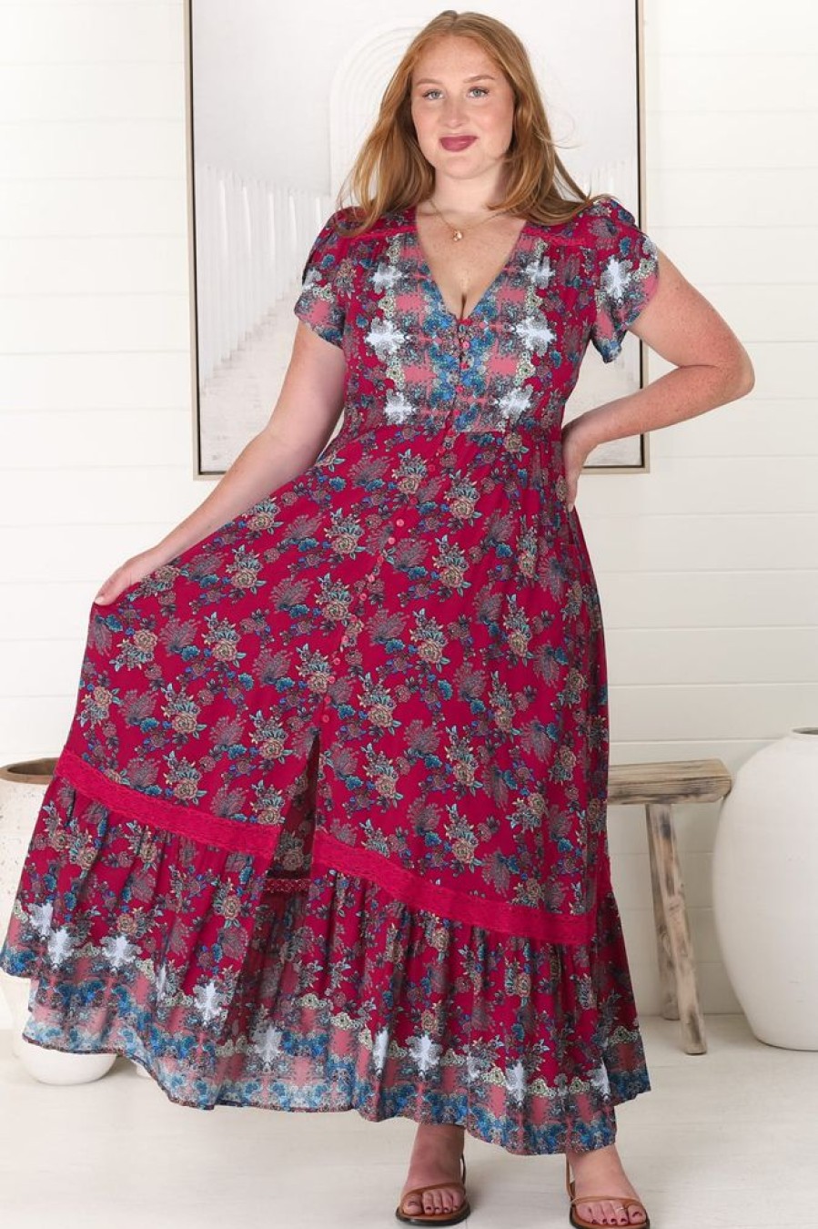 Jaase JAASE | Carmen - Strawberry Kiss Maxi Dress
