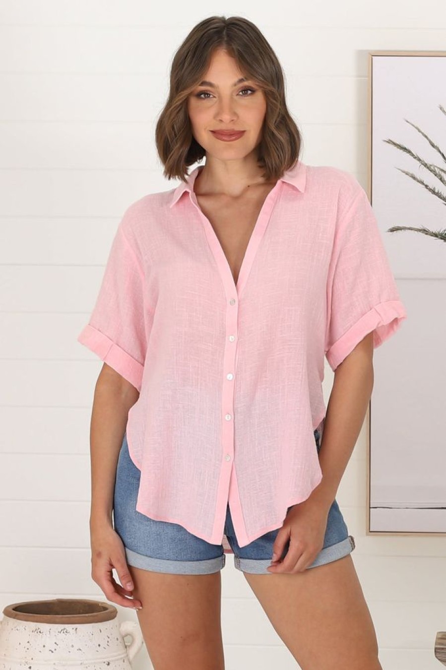 Tops Salty Crush | Shelly Shirt - Barbie Pink