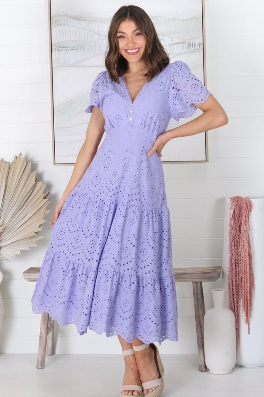 Dresses Salty Crush | Lilith Midi Dress - Lilac