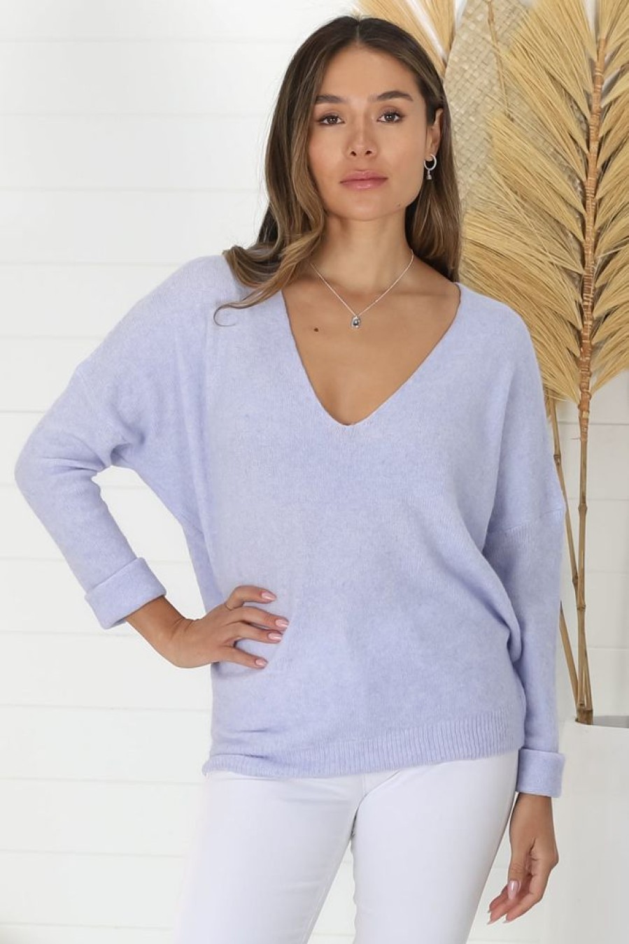 Tops Salty Crush | Carol Knit Top - Lavender Blue