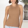 Tops Salty Crush | Kitura Ribbed Top - Camel