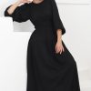 Dresses Salty Crush | Sheyne Maxi Dress - Long Balloon Sleeve Elasicated Waist A Line Dress In Black