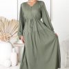 Dresses Salty Crush | Salma Maxi Dress - Linen Blend Long Sleeve Maxi Dress In Khaki