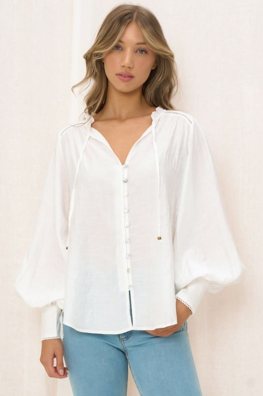 Tops Salty Crush | Perrio Blouse - White