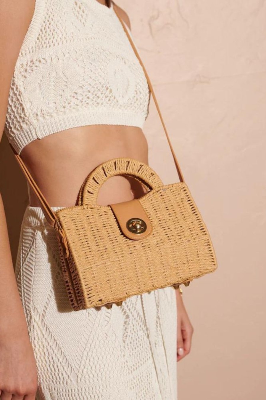 Accessories ANGELS WHISPER | Box Rattan Straw Bag - Tan