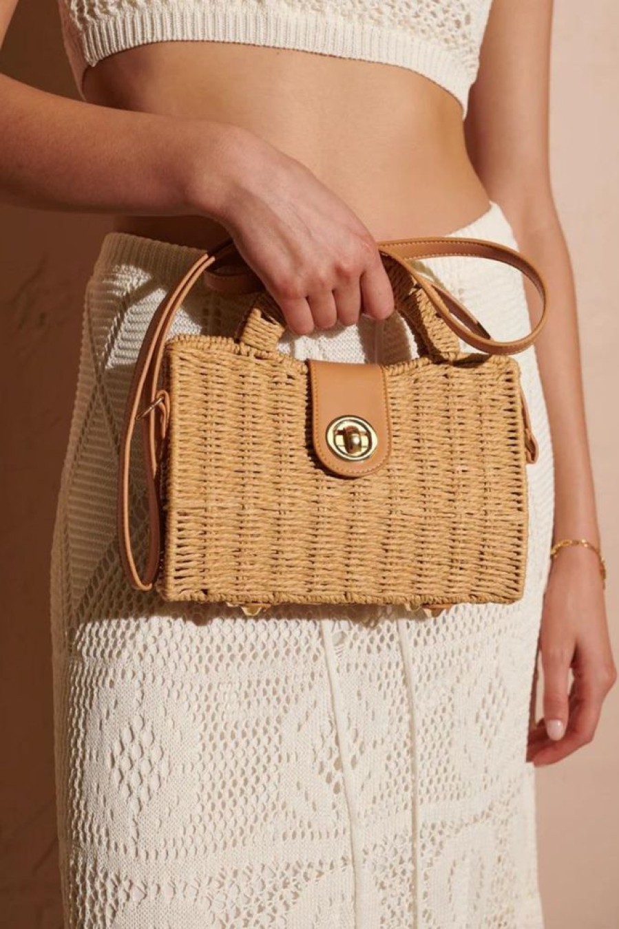 Accessories ANGELS WHISPER | Box Rattan Straw Bag - Tan