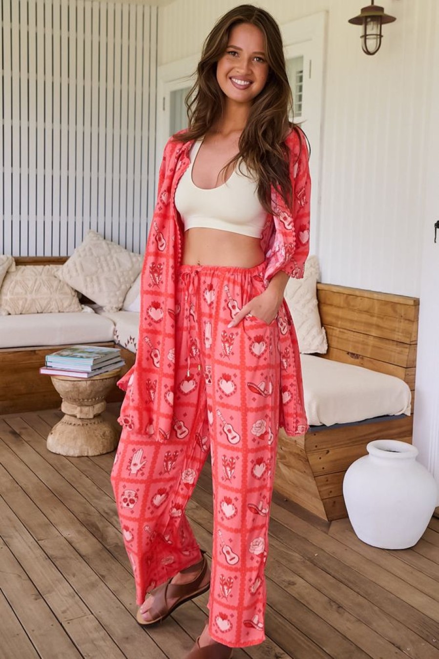 Jaase JAASE | Jaase - Cici Pants: Mid Rise Relaxed Wide Leg Pant In Zamora Print