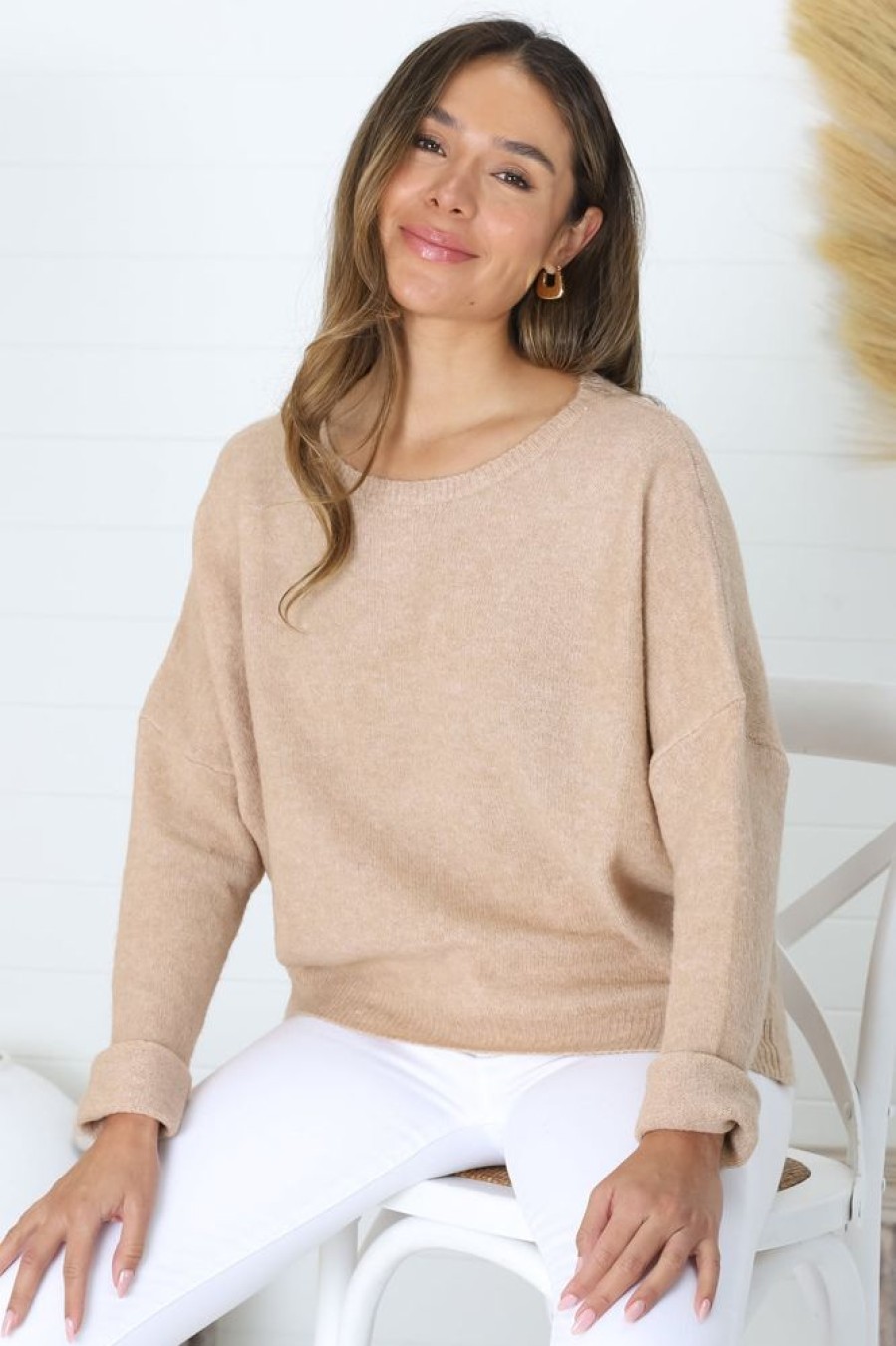 Jackets/Knitwear Salty Crush | Joanne Knit Top - Caramel
