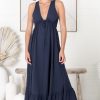 Dresses Salty Crush | Scout Linen Maxi Dress - Navy