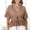 Tops Salty Crush | Celeste Top - Camel