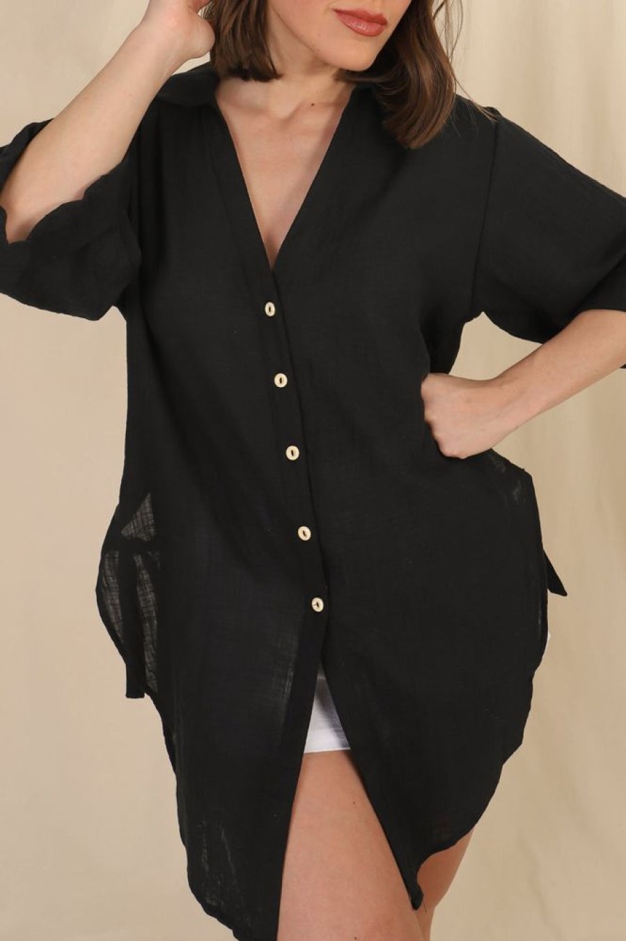 Tops Salty Crush | Beachly Shirt - Black