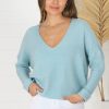 Tops Salty Crush | Carol Knit Top - Baby Blue