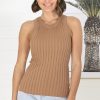 Tops Salty Crush | Kitura Ribbed Top - Camel