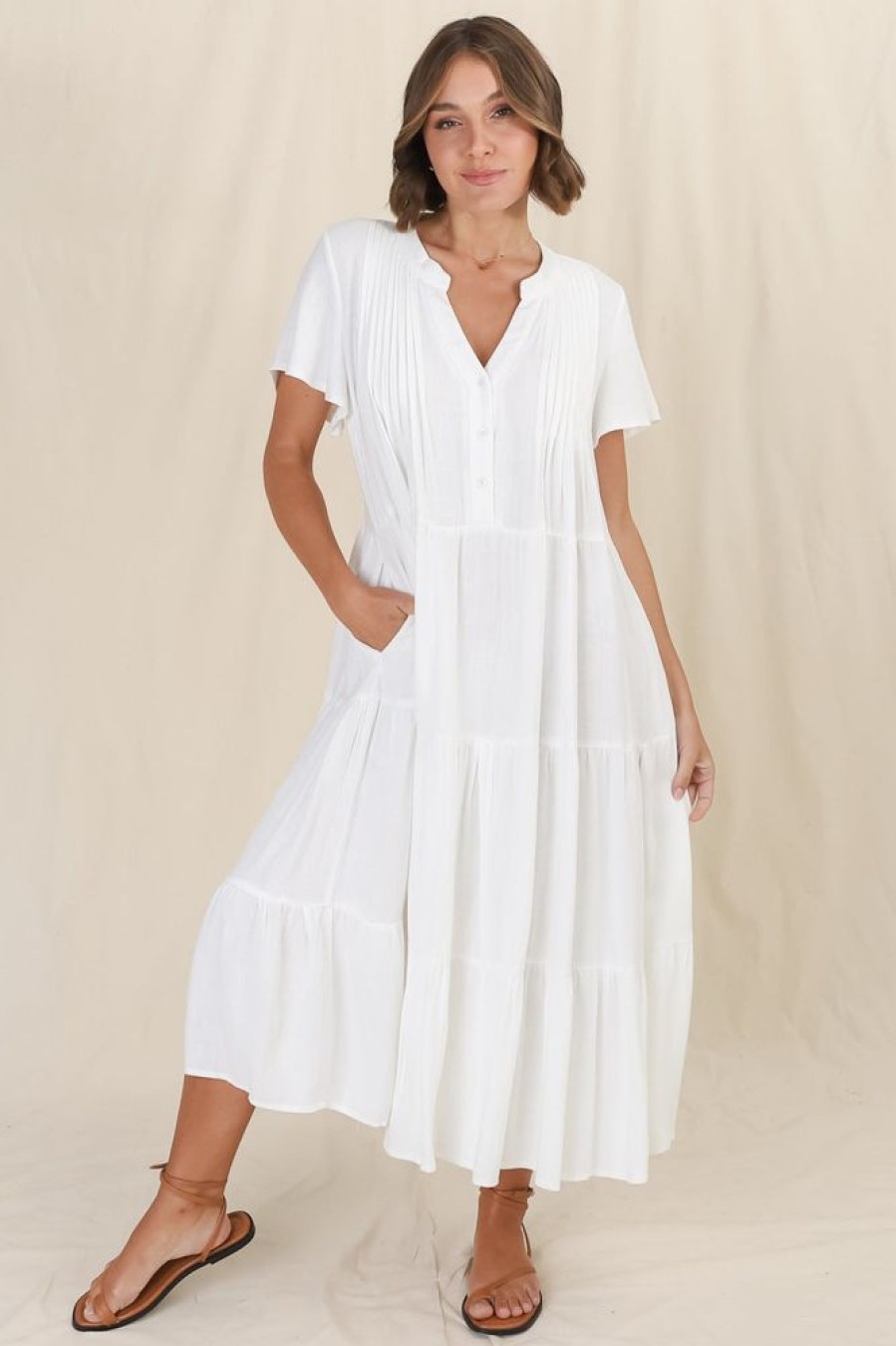 Dresses Salty Crush | Peggy Midi Dress - White