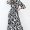 Dresses Salty Crush | Sully Maxi Dress - High Collar A Line Dress In Harriette Print Black