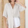 Tops Salty Crush | Beachly Stripe Shirt - Sand