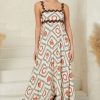 Dresses Salty Crush | Tina Maxi Dress - Milk Maid Neckline A-Line Dress With Wave Splicing In Tuscan Sun