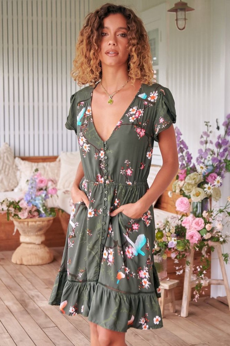 Dresses JAASE | Lizzie - Birds Paradise Mini Dress