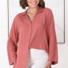 Tops Salty Crush | Tammy Shirt - Relaxed Button Down Shirt In Brick Red