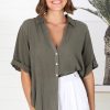 Tops Salty Crush | Shelly Shirt - Military Green