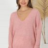 Tops Salty Crush | Carol Knit Top - Coral Pink