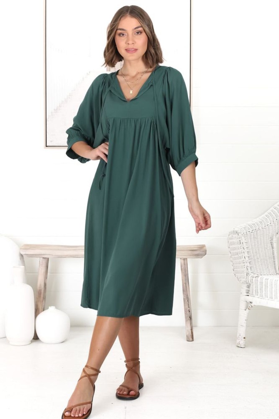 Dresses Salty Crush | Mariah Midi Dress - Emerald