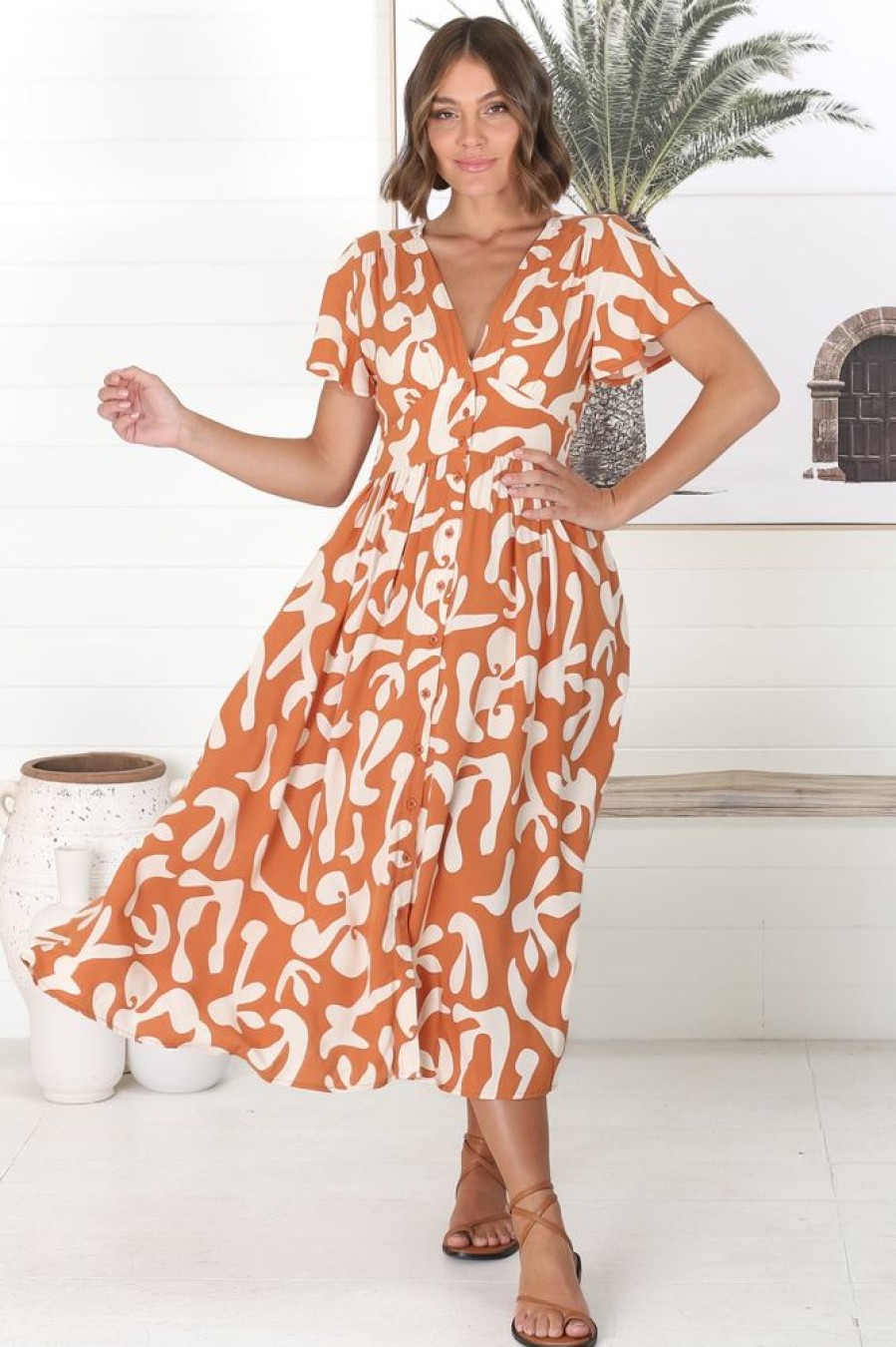 Dresses Salty Crush | Loya - Jaxie Midi Dress - Rust