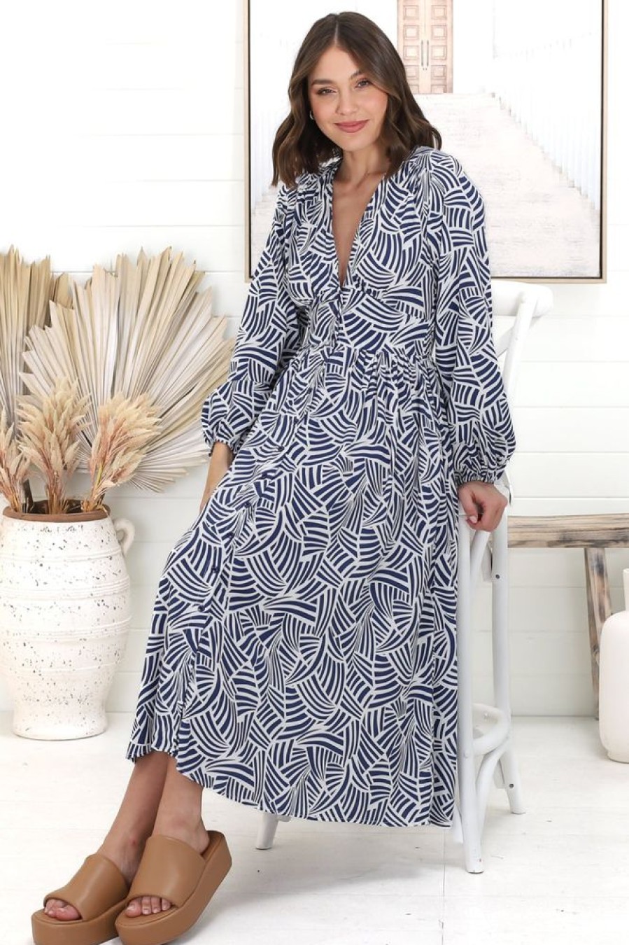 Dresses Salty Crush | Kaliman Midi Dress - Navy