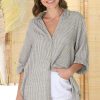 Tops Salty Crush | Beachly Stripe Shirt - Olive