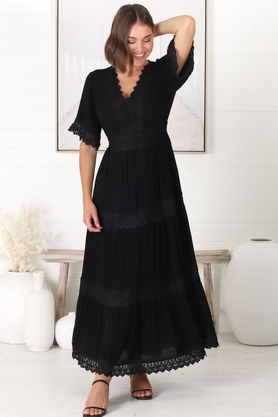 Dresses Salty Crush | Peony Maxi Dress - Black