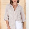 Tops Salty Crush | Beachly Stripe Shirt - Fawn