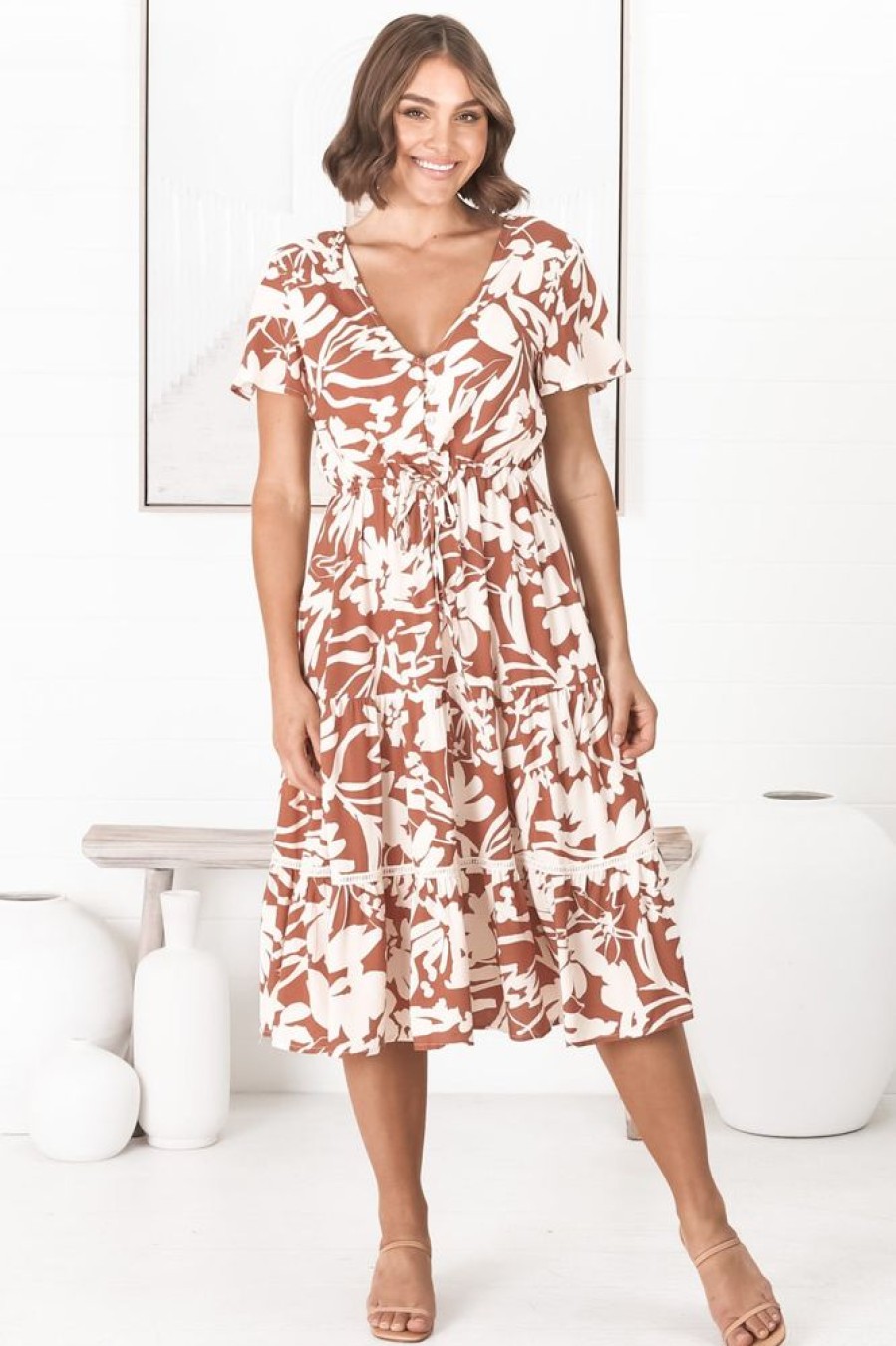 Dresses Salty Crush | Rori - Charis Midi Dress - Rust