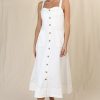 Dresses Salty Crush | Silvia Denim Midi Dress - White