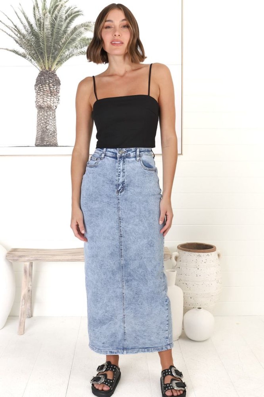 Bottoms Salty Crush | Amelie Denim Midi Skirt