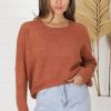 Tops Salty Crush | Joanne Knit Top - Terracotta