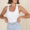 Tops Salty Crush | Lorena Ribbed Top - White