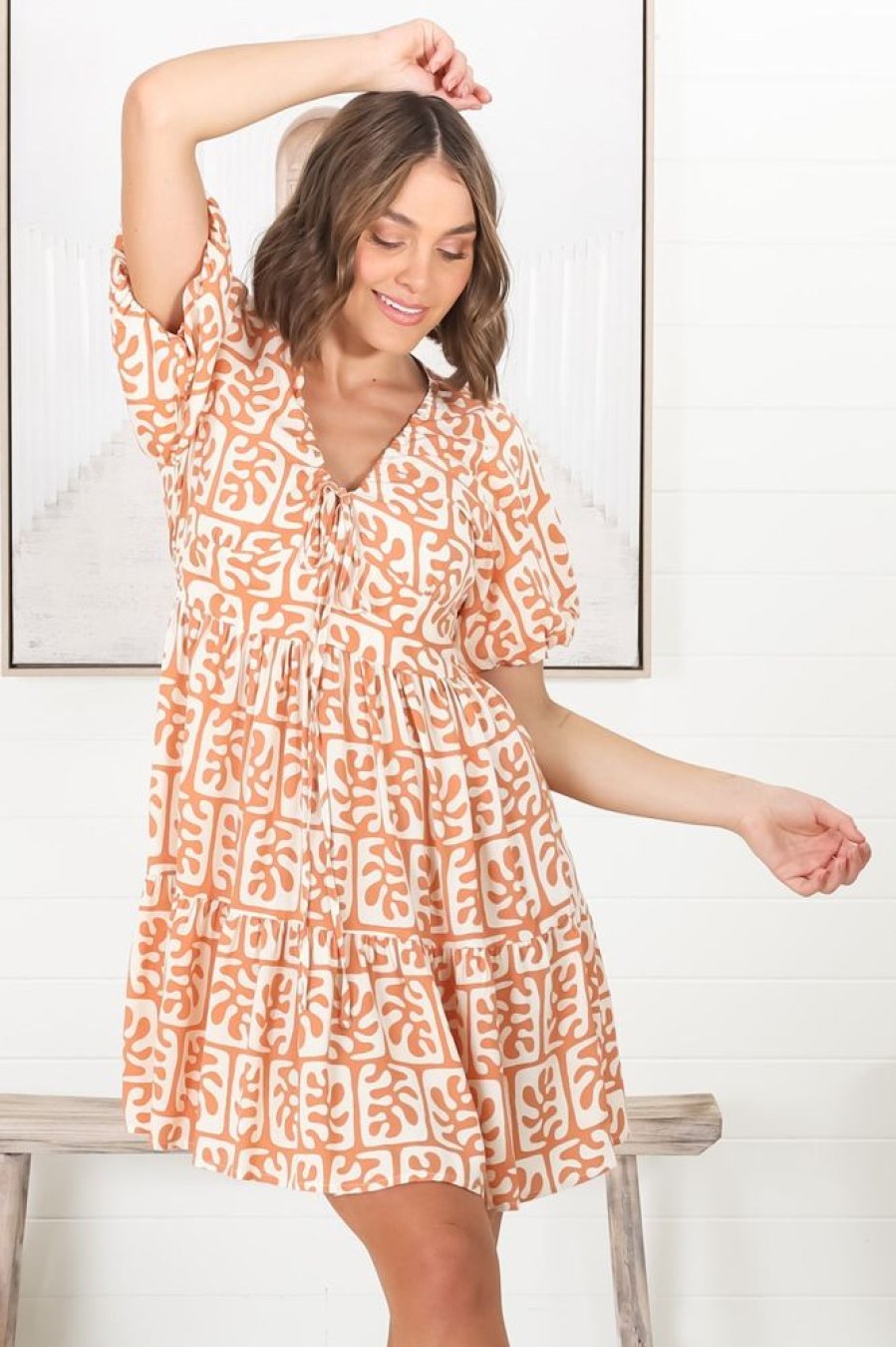 Dresses Salty Crush | Lilly - Davey Mini Dress - Orange