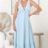 Dresses Salty Crush | Scout Linen Maxi Dress - Blue