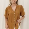 Tops Salty Crush | Acacia Blouse - Tan