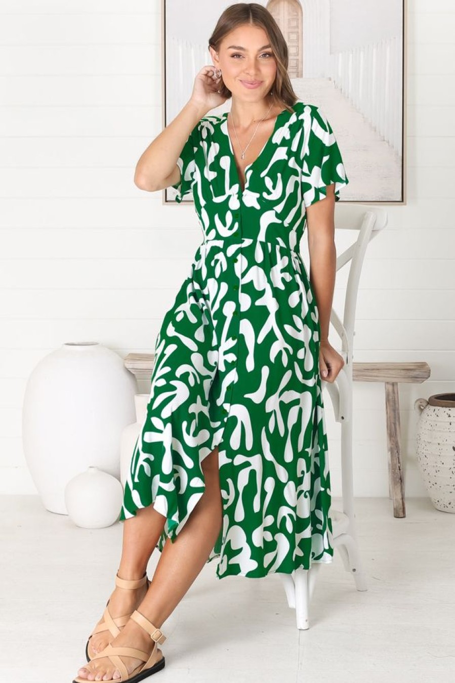 Dresses Salty Crush | Anais - Jaxie Midi Dress - Green