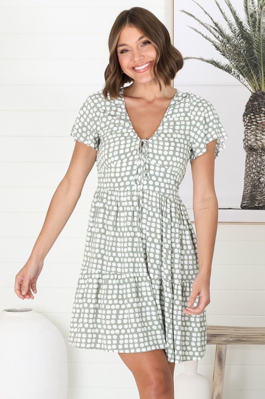 Dresses Salty Crush | Lilly - Maryanne Mini Dress - Green