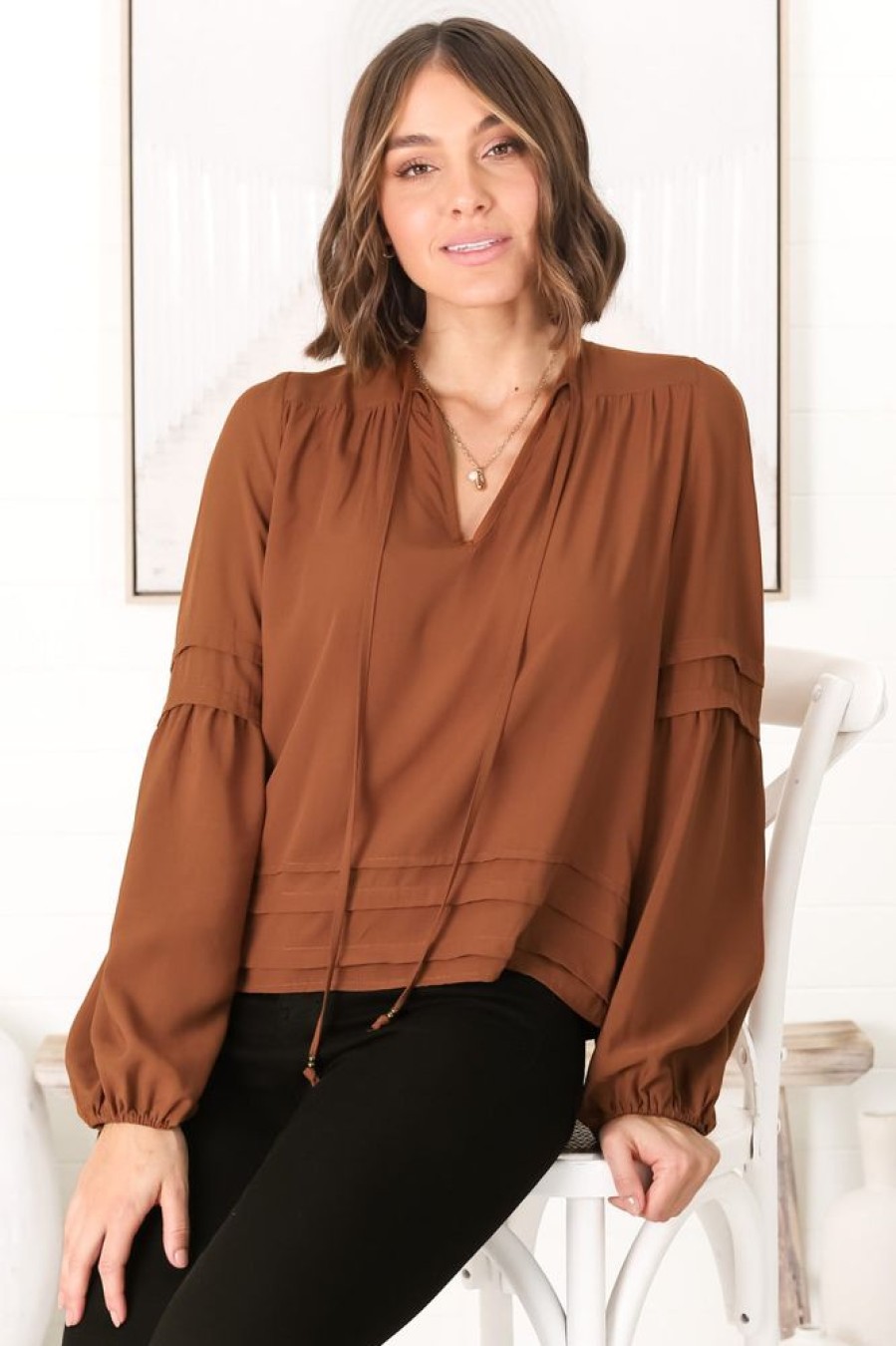 Tops Salty Crush | Albany Top - Tan