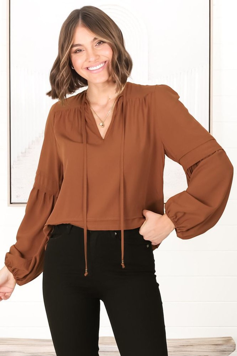 Tops Salty Crush | Albany Top - Tan