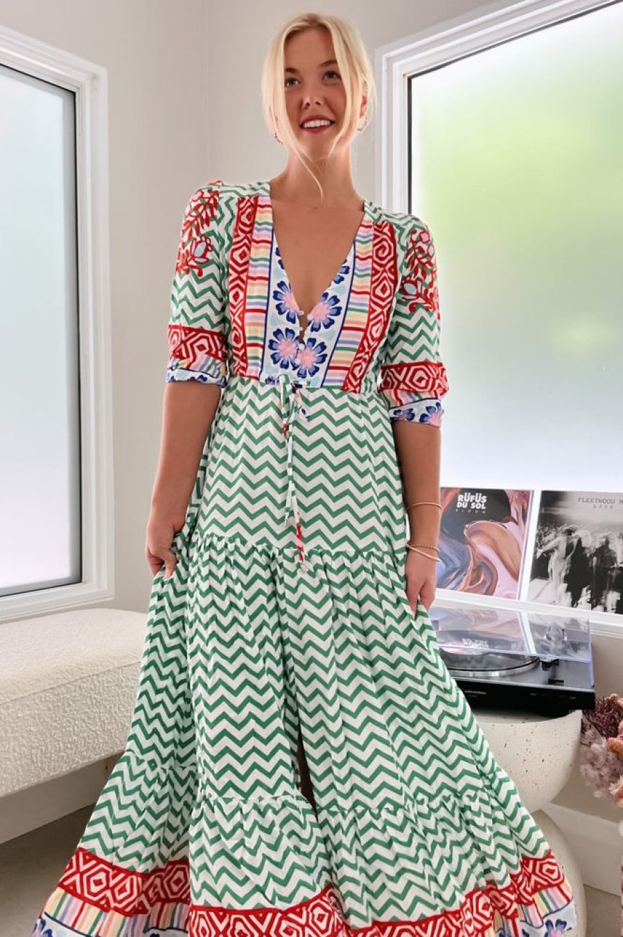 Jaase JAASE | Jaase - Tessa Maxi Dress: A Line Pull Tie Waist Dress In Ziggy Za Print